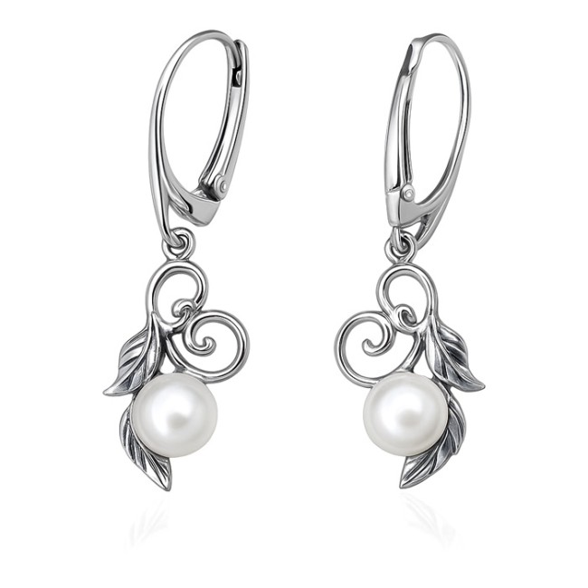 Sterling silver earrings with pearls K 1563 | Polcarat Design