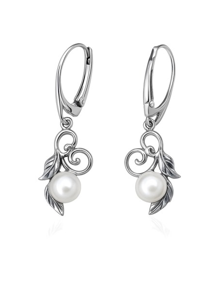 Sterling silver earrings with pearls K 1563 | Polcarat Design