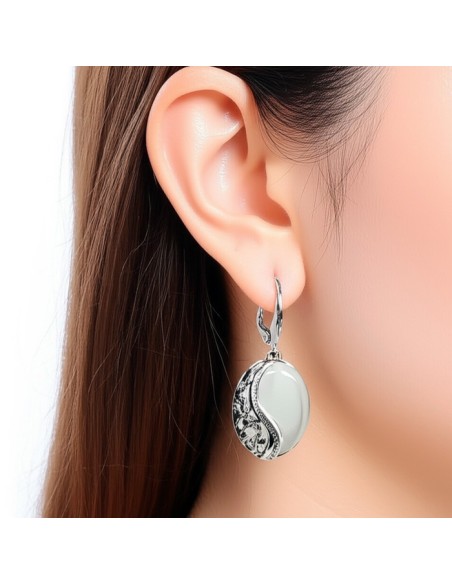 Earrings with stone Cat's eye oxidized silver K 1716 Cat's eye Earrings with stone Cat's eye oxidized silver K 1716 Cat's eye