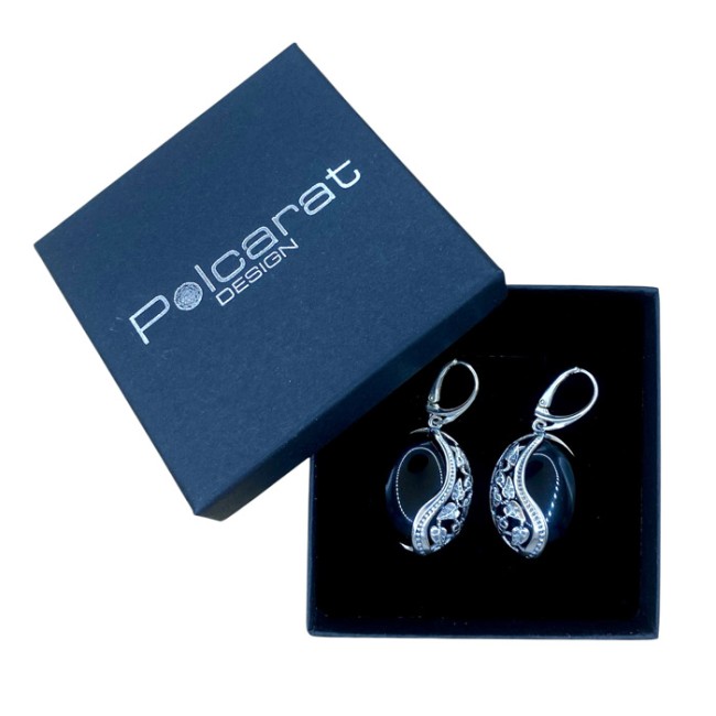 K 1716 onyx oxidized silver onyx earrings