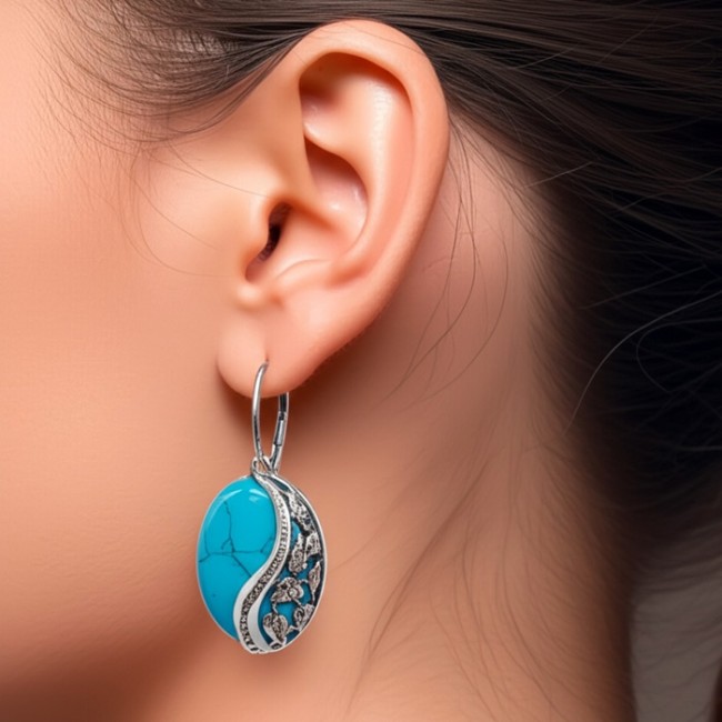 Earrings with turquoise oxidized silver K 1716 turquoise