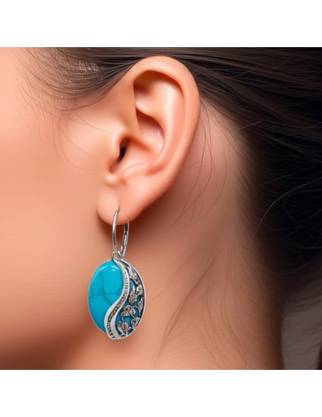 Earrings with turquoise oxidized silver K 1716 turquoise Earrings with turquoise oxidized silver K 1716 turquoise