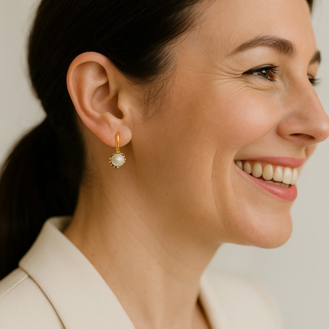 Gold-plated earrings (two layers of gold) decorated with pearls K3 1787 AU