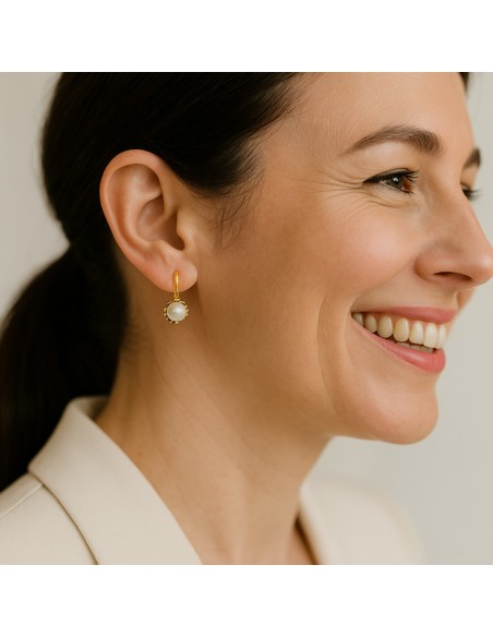 Gold-plated earrings (two layers of gold) decorated with pearls K3 1787 AU