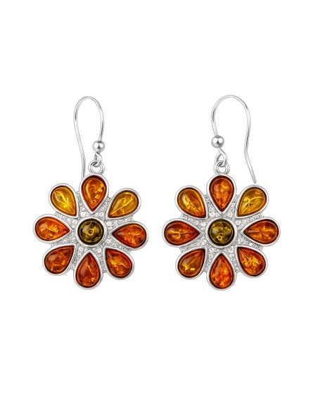 Silver earrings with amber BK 026