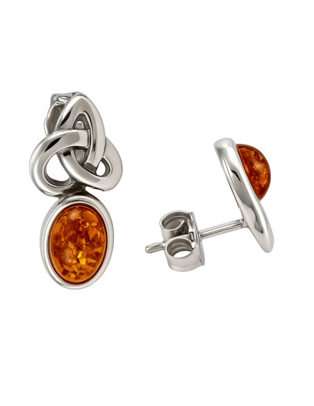Silver earrings with amber KA 030 Polcarat Design