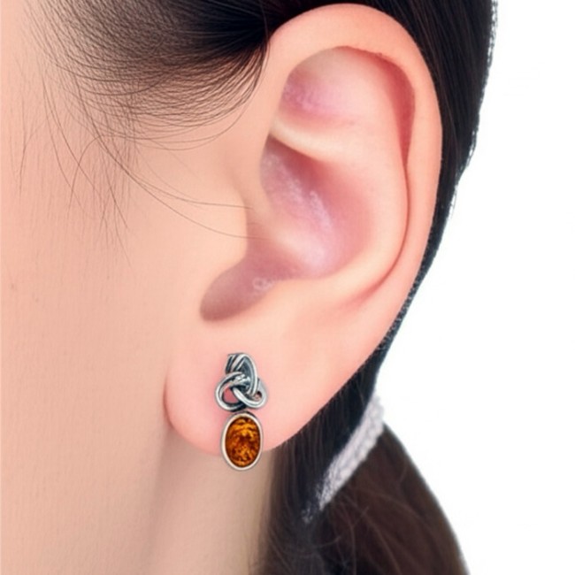 Silver earrings with amber KA 030 Polcarat Design