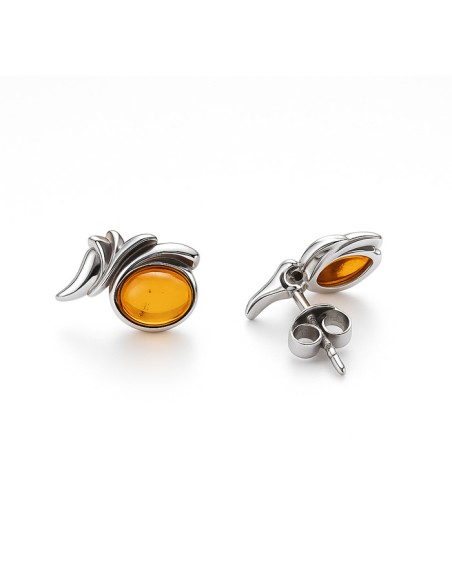 Silver earrings with amber KA 036 Polcarat Design