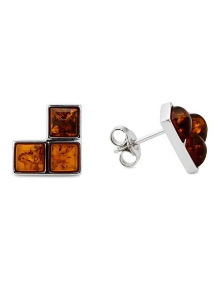 Silver earrings with green amber KA 032