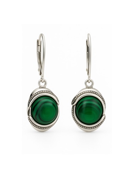 Silver K 1805 Malachite Earrings