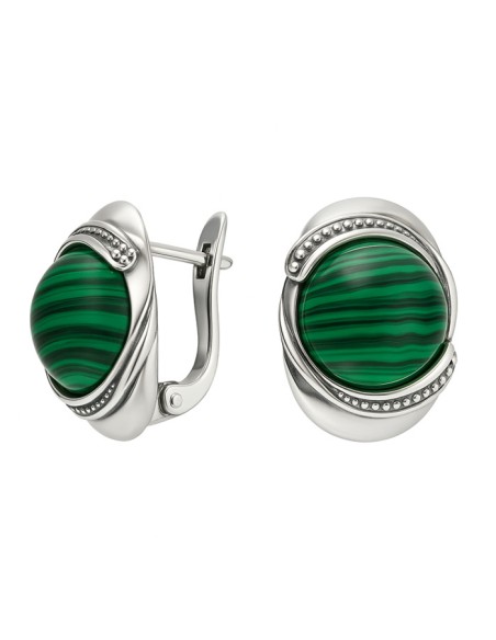 Silver earrings K3 1805 Malachite