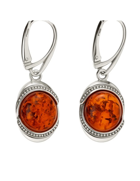 Silver earrings K 1805 amber