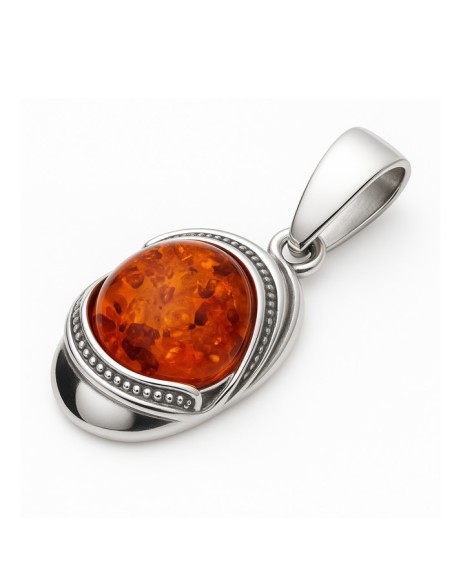 Srebrny wisiorek W 1805 bursztyn