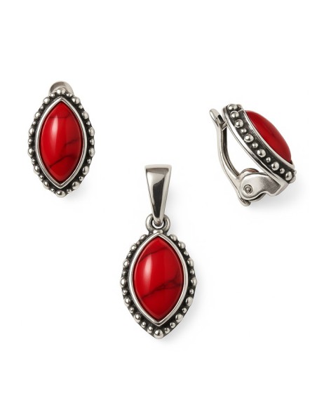 Set of silver clips pendant KPL 1559 Coral