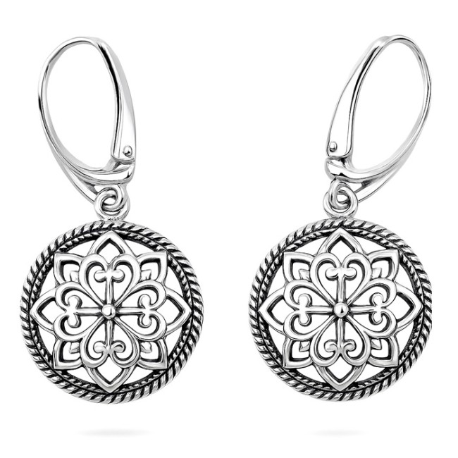 Polished sterling silver PRL-style drop earrings K 2151