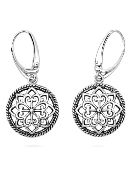 Polished sterling silver PRL-style drop earrings K 2151