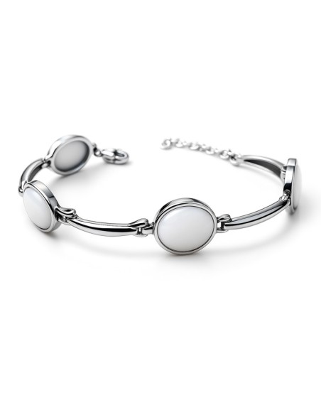Silver bracelet decorated with mother of pearl L 2129 Polcarat Design