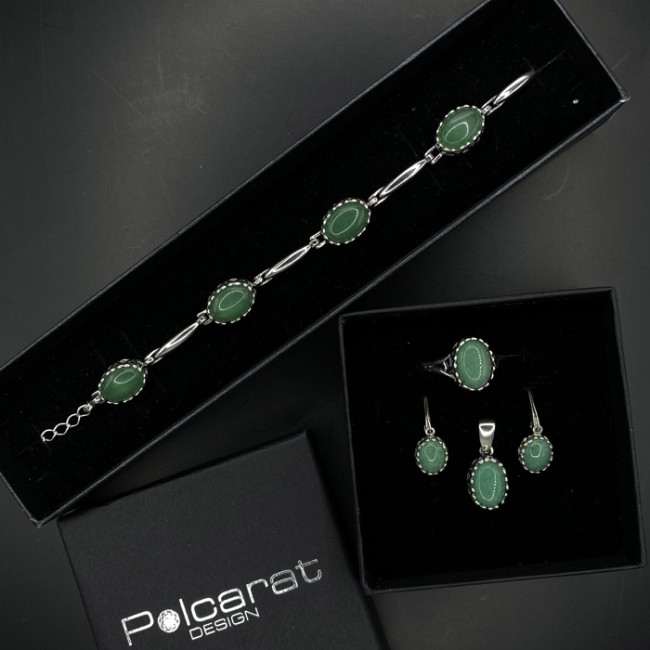 Sterling silver ring with aventurine PK 2131 | Polcarat Design