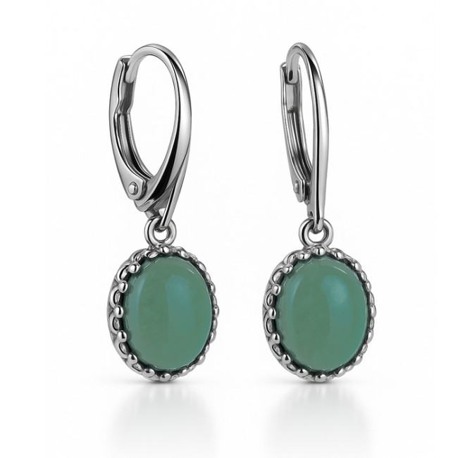 Sterling silver earrings with aventurine K 2131 | Polcarat Design
