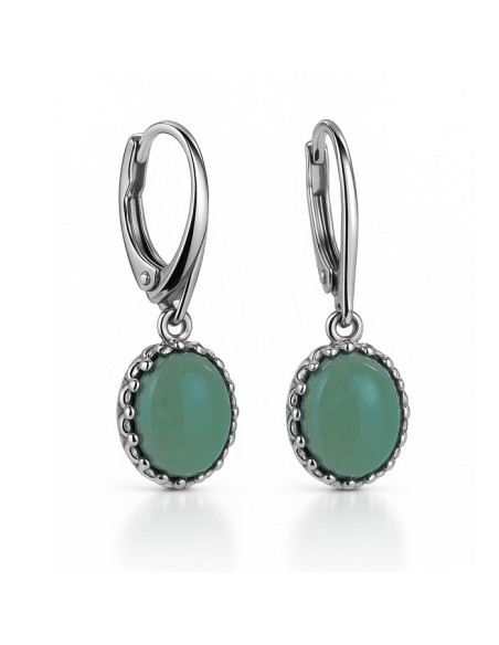Sterling silver earrings with aventurine K 2131 | Polcarat Design