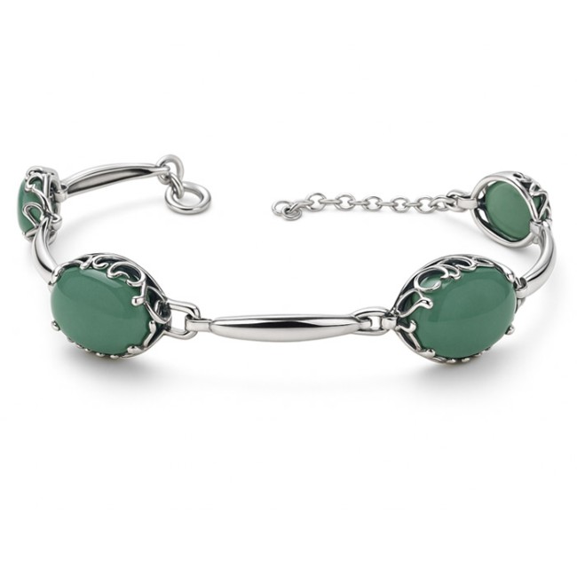 Sterling silver bracelet with aventurine L 2131 | Polcarat Design