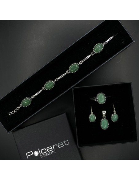 Sterling silver bracelet with aventurine L 2131 | Polcarat Design