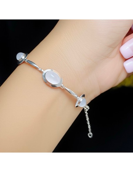Sterling silver bracelet with cat's eye L3 585 | Polcarat Design
