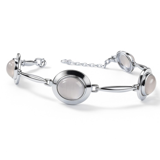 Sterling silver bracelet with rose quartz L3 585 | Polcarat Design