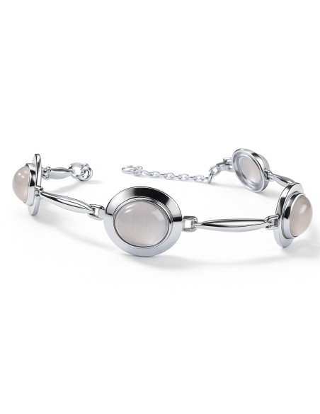 Sterling silver bracelet with rose quartz L3 585 | Polcarat Design