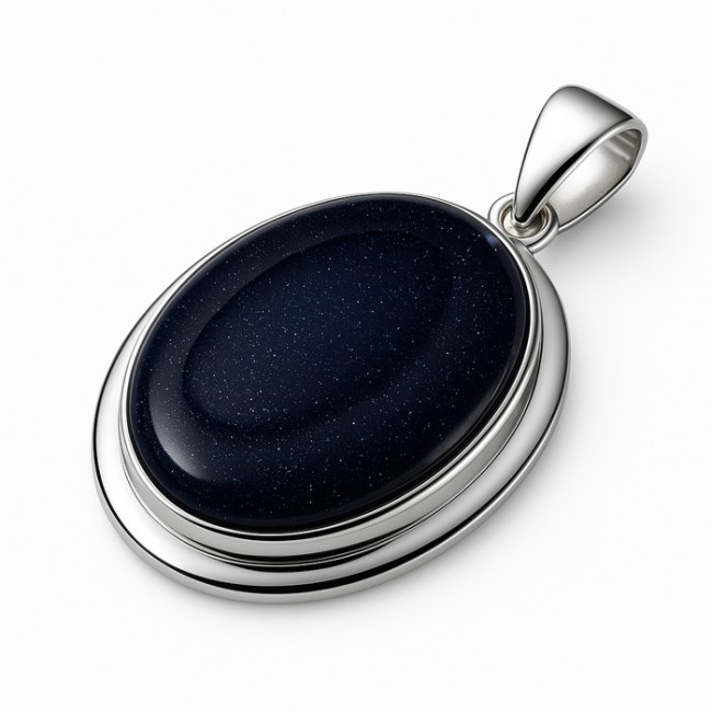 Sterling silver pendant with blue goldstone (Noc Kairu) W 585