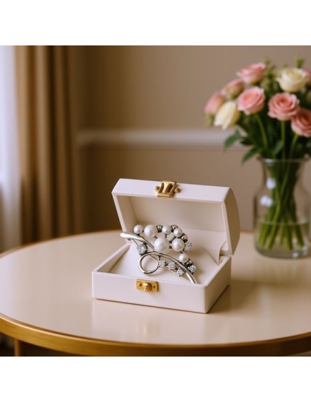 Broszka z perłami i cyrkoniami B 201|Polcaratdesign.pl Biżuteria