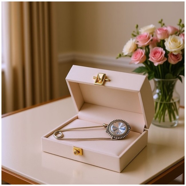 Broszka srebrna zdobiona kryształem B 1682|Polcaratdesign.pl Biżuteria