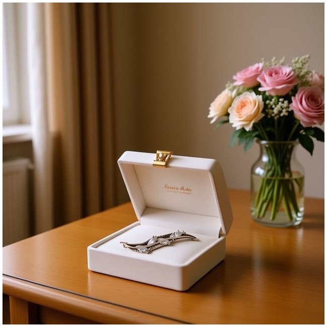 Broszka srebrna zdobiona cyrkoniami B 147|Polcaratdesign.pl Biżuteria