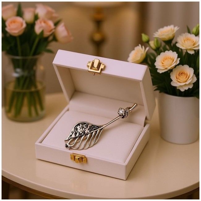 Broszka srebro cyrkonie B 142|Polcaratdesign.pl Biżuteria