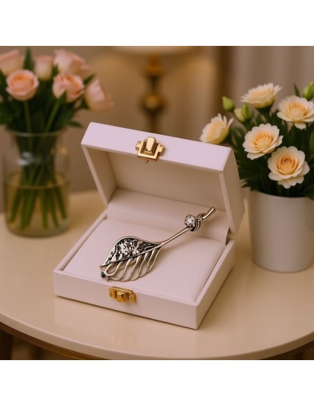 Broszka srebro cyrkonie B 142|Polcaratdesign.pl Biżuteria