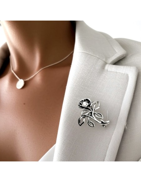 Silver brooch with cubic zirconia B 127