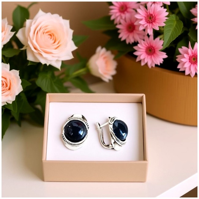Silver onyx earrings K3 1805 Onyx