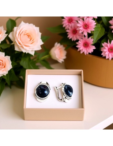 Silver onyx earrings K3 1805 Onyx