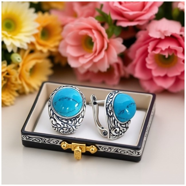 Silver earrings with turquoise K3 2080 Turquoise