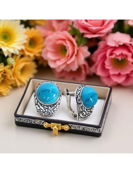 Silver earrings with turquoise K3 2080 Turquoise