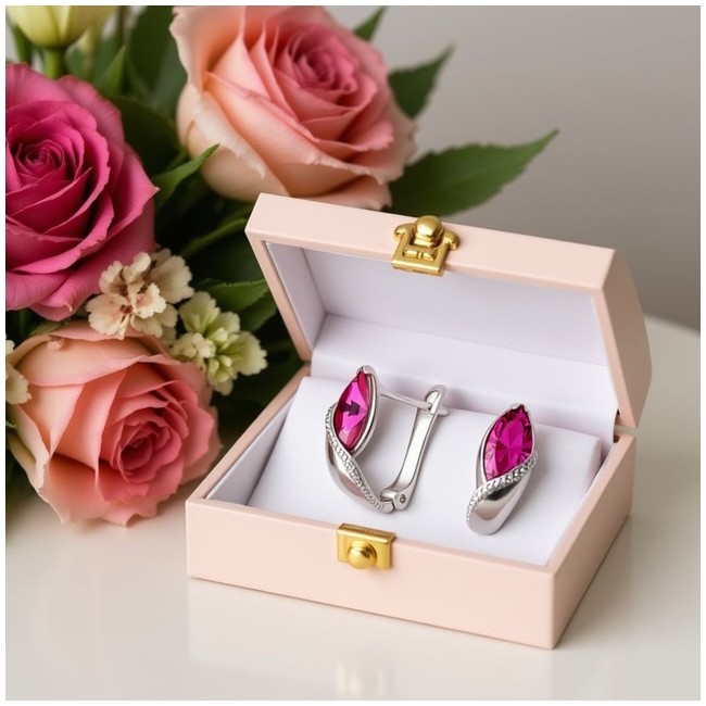 Silver earrings with crystal K3 1902