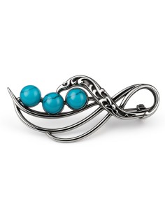 Sterling silver brooch with turquoise B 117 | Polcarat Design