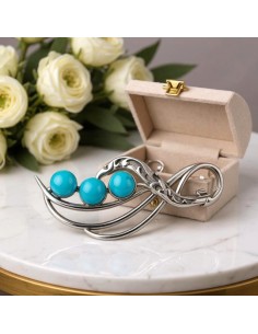 Sterling silver brooch with turquoise B 117 | Polcarat Design 2