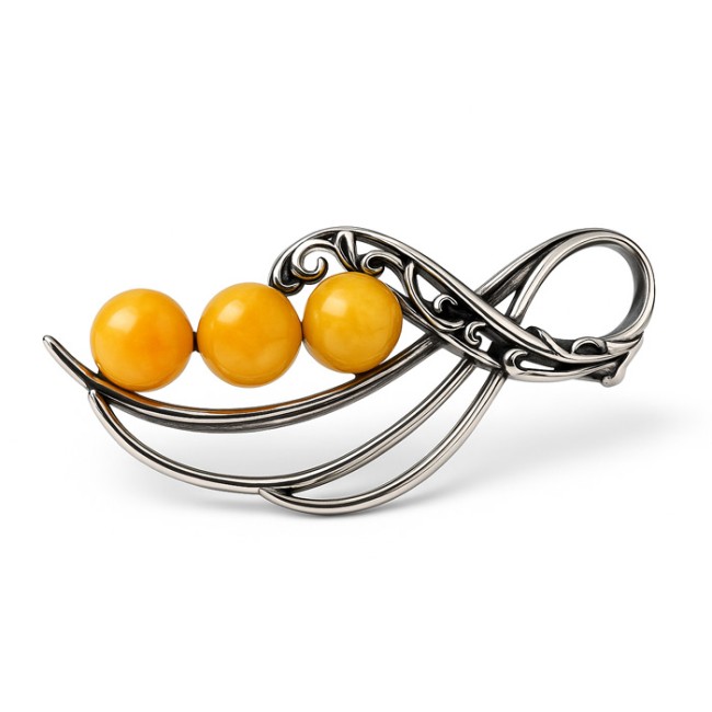 Sterling silver brooch with Baltic amber B 117 | Polcarat Design