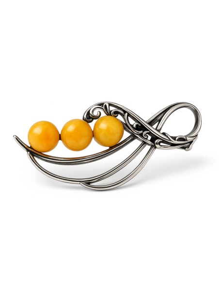 Broszka Srebrna z Bursztynami B 117