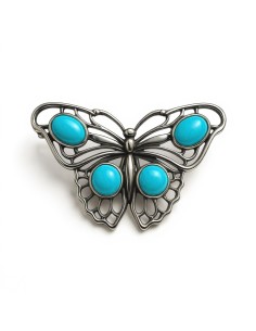 Sterling silver butterfly brooch with turquoise B 123