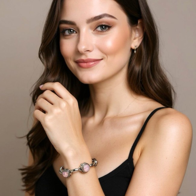 Sterling silver bracelet with opalescent crystals L 2115