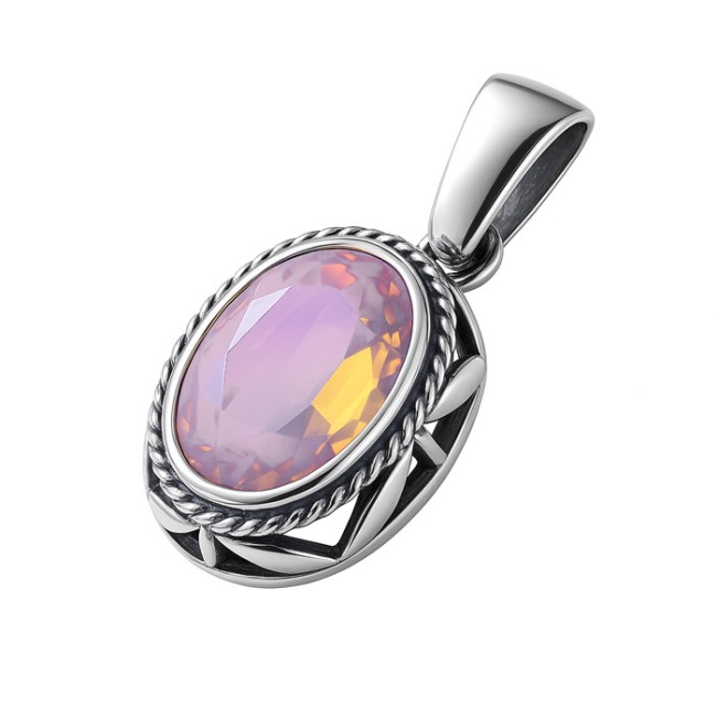 Sterling silver pendant with opalescent crystals W 2115