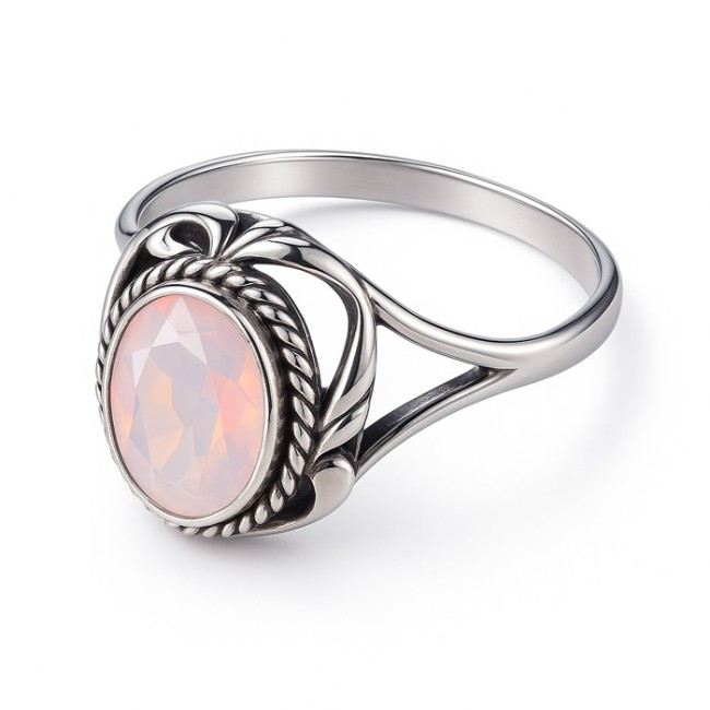 Sterling silver ring with opalescent crystals PK 2115