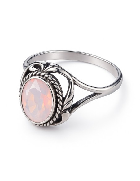 Sterling silver ring with opalescent crystals PK 2115